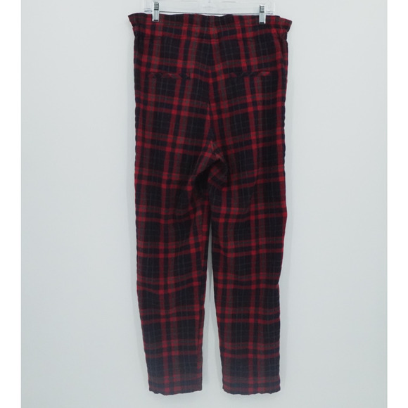 Free People Pants Womens 6 Red Tartan Plaid Here There Paper Bag Waist Goth - Picture 2 of 12